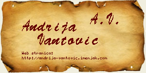 Andrija Vantović vizit kartica
